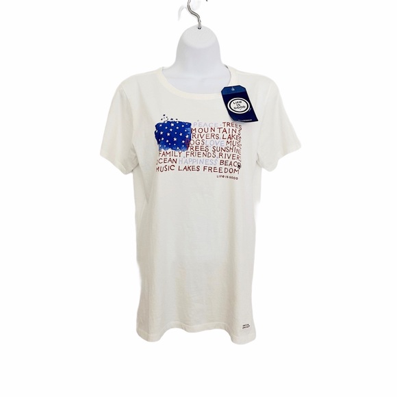Life Is Good Tops - NWT Life is Good Peace Love Happiness Flag Tee